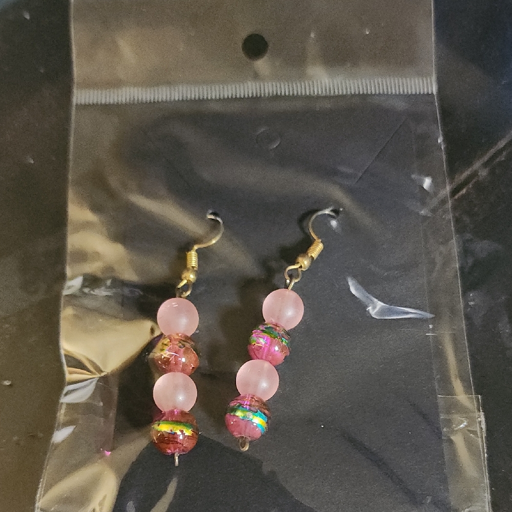 Elegant Pink Beaded Earrings